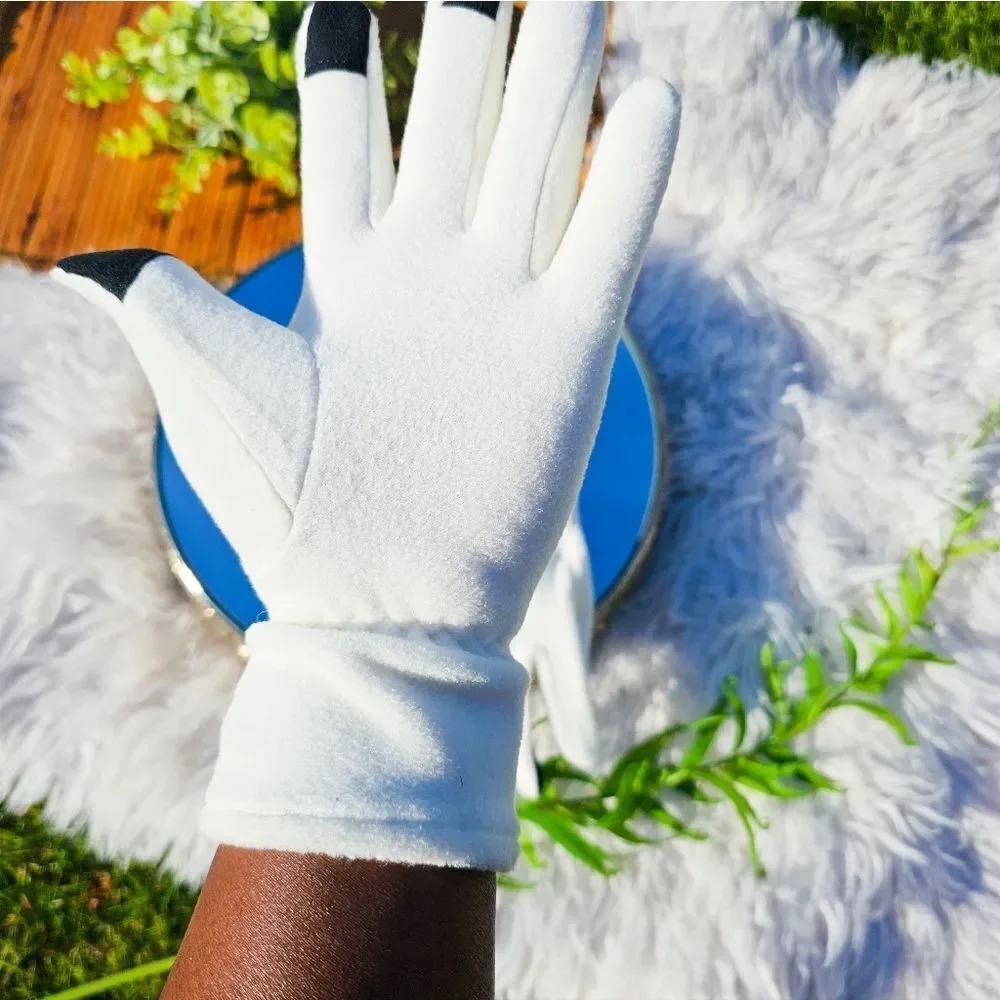 New Cozy Ivory Text Capability Statement Gloves.